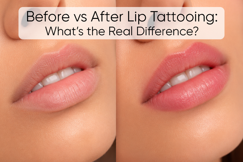lips tattoo before and after